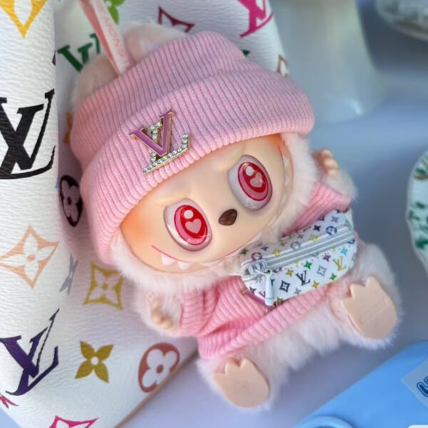 013 - Doll Clothes L Style Pink Hat + Sweater + Bum Bag