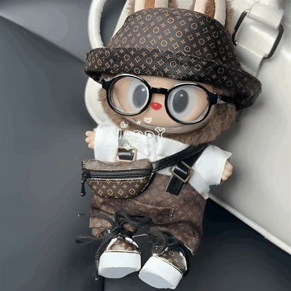 014-Doll Clothes L Style Hat + Shirt+ Overall + Bag + Shoes + Glasses