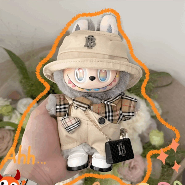 011-Doll Clothes B Style Hat + Shirt+ Overall + Bag + Shoes