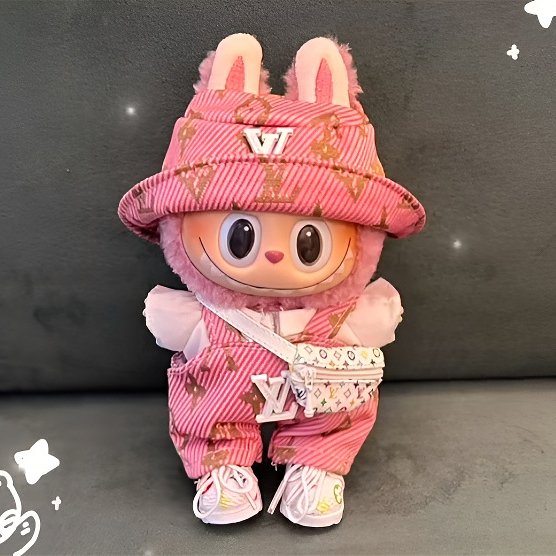 025-Doll Clothes Outfits L Style Hat + Overall + Shirt + Bum Bag + Shoes
