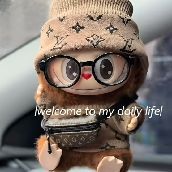 012-Doll Clothes L Style Brown Hat + Sweater + Bum Bag + Glasses