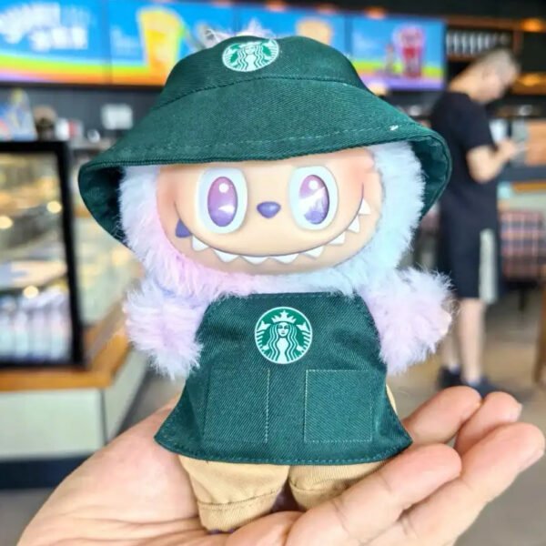 020 - Doll Clothes Outfits Green Starbucks Hat +  Apron +  Pants