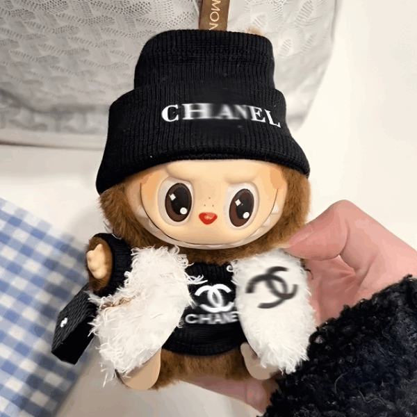 040 - Doll Clothes Outfits C Style Black Hat + Sweater + Vest + Bag