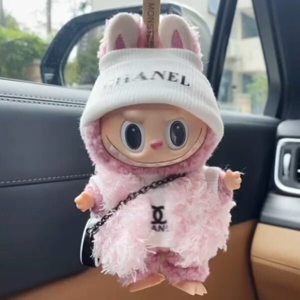 039 - Doll Clothes Outfits C Style White Hat + Sweater + Vest + Bag